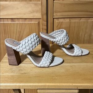 Steve Madden Women's White Braided Block Heels